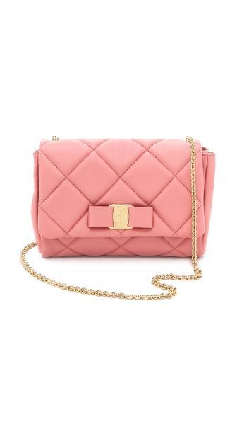 Salvatore Ferragamo Miss Vara Bow Soft Quilted Shoulder Bag - Blush
