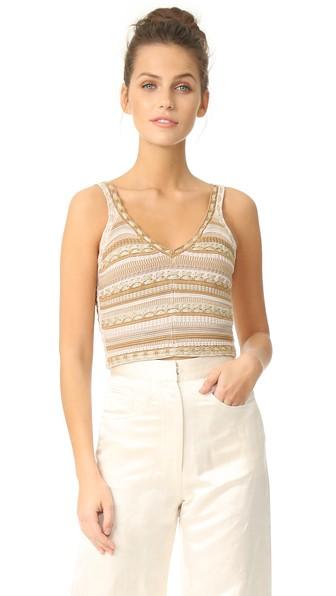 Alice Olivia Sandrine Crochet Cropped Tank