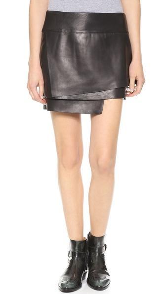 Helmut Lang Petal Leather Miniskirt - Black