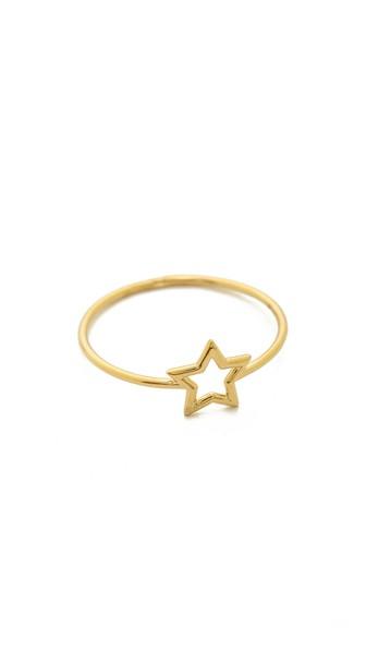 Aurelie Bidermann Fine Jewelry Thin Gold Star Ring