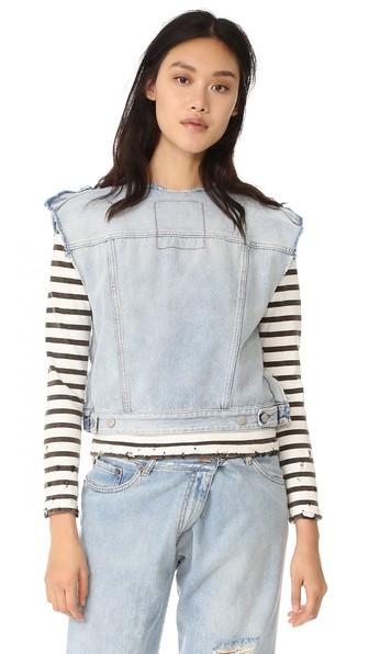 Mm6 Frayed Denim Top