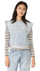 Mm6 Frayed Denim Top