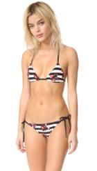 Proenza Schouler Striped Falling Flowers Bikini Set