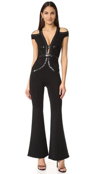 Herve Leger Bethany Sequin Jumpsuit
