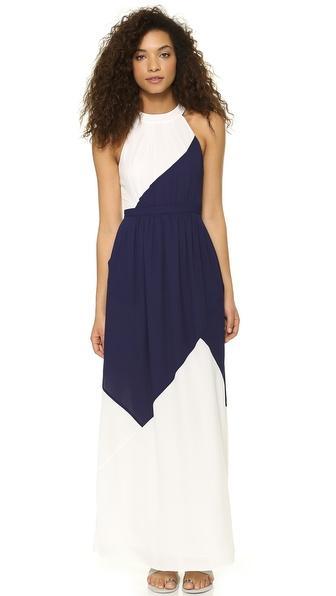 Shoshanna Combo Darren Maxi Dress - Navy/ivory