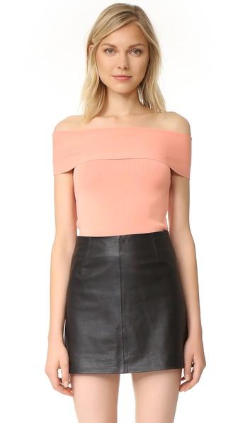 T By Alexander Wang Rib Knit Off Shoulder Top