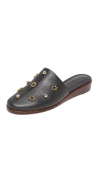 Tibi Kirsi Beaded Demi Wedge Slides