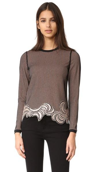 3 1 Phillip Lim Long Sleeve Embroidered Crop Top