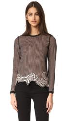3 1 Phillip Lim Long Sleeve Embroidered Crop Top