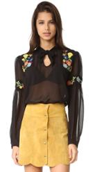 Anna Sui Garden Embroidered Blouse