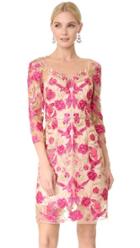 Marchesa Notte Embroidered Cocktail Dress
