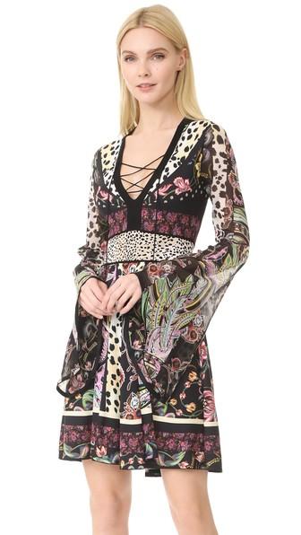 Roberto Cavalli Printed Long Sleeve Dress