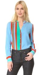 Diane Von Furstenberg Long Sleeve V Neck Shirt