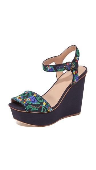 Tory Burch Sonoma Embroidered Platform Sandals