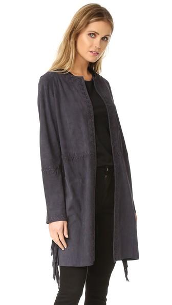 Meteo By Yves Salomon Fringe Suede Jacket