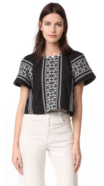 Sea Yarn Dyed Puff Sleeve Top