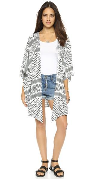 Just Female Partisan Kimono - White/black Partisan