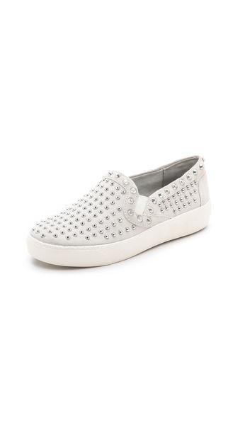 Sam Edelman Braxton Studded Slip On Sneakers - Snow White