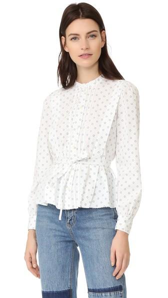 La Vie Rebecca Taylor Petit Floral Print Poplin Blouse