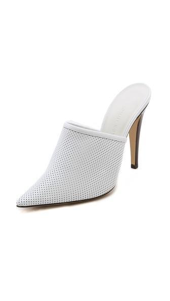 Jenni Kayne Perforated Pointed Toe Mules - White