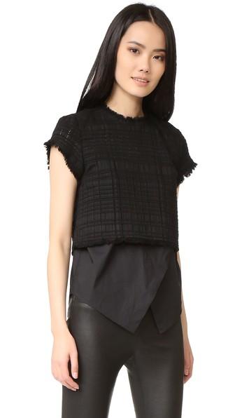 Derek Lam 10 Crosby Short Sleeve 2 In 1 Top