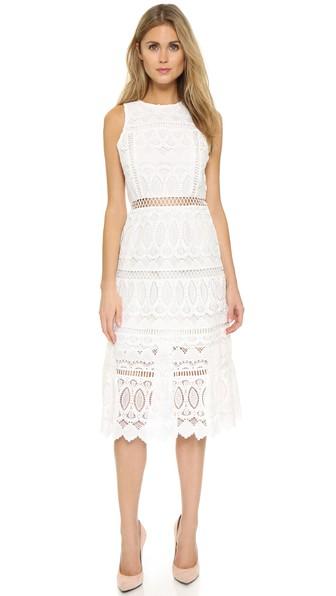 J.o.a. Lace Midi Dress - White