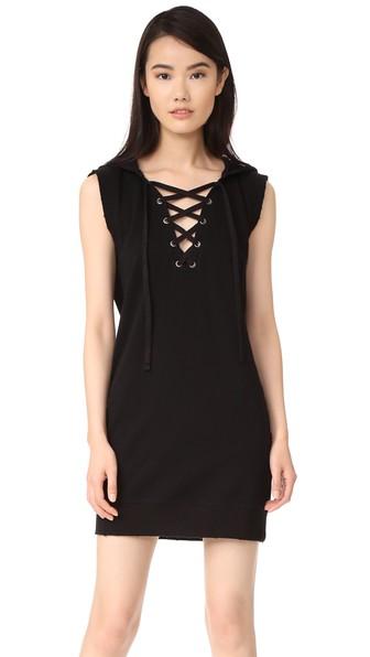 Pam Gela Hooded Lace Up Dress