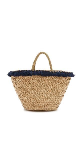 Hat Attack Seagrass Tassel Tote - Natural Navy