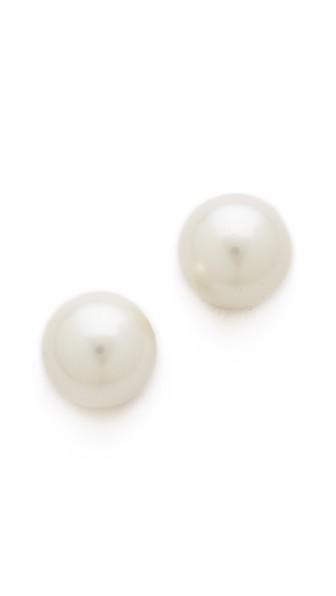 Kenneth Jay Lane Large Glass Pearl Post Earrings