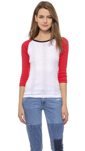 Edith A. Miller Baseball Tee - White/red