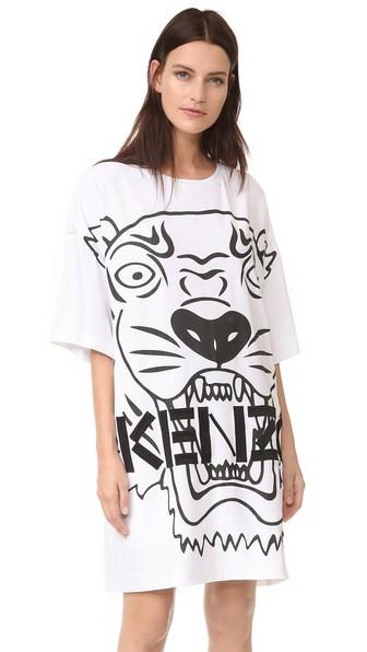 Kenzo Crepe Back Satin Tiger Dress