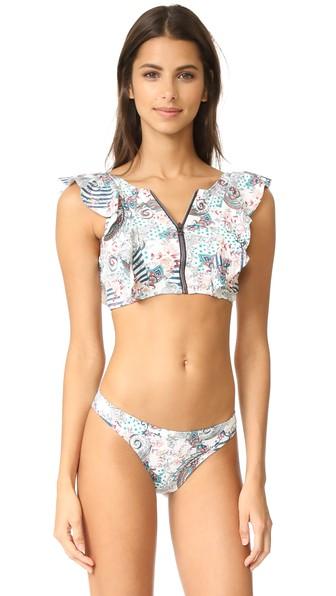 Ondademar Lavendula Ruffle Zipper Top