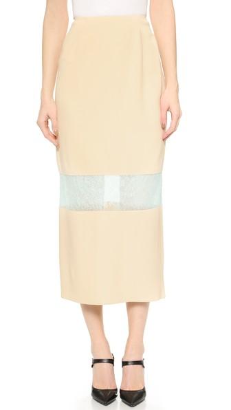 Wes Gordon Banded Lace Skirt
