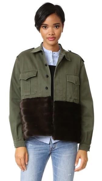Harvey Faircloth Military Jacket With Faux Fur Trim