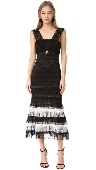 Jonathan Simkhai Silk Fringe Bandeau Cutout Gown