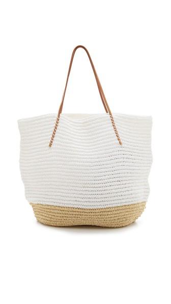 Hat Attack Twisted Colorblock Tote - White
