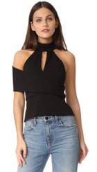 Michelle Mason Halter Asymmetric Strap Top