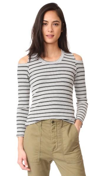Monrow Stripe Cutout Top