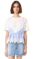 English Factory Lace Detail Cami Shirt Combo Top