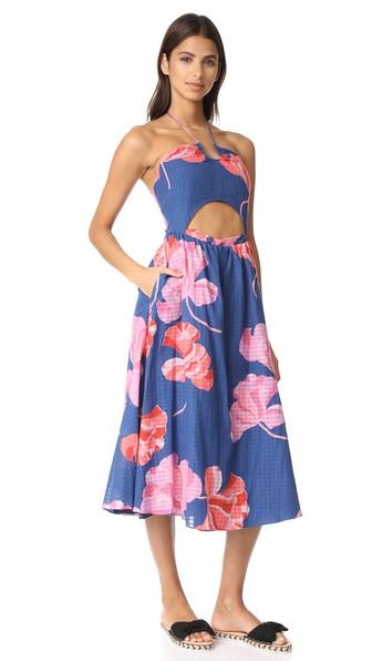 Tanya Taylor Fan Floral Plaid Fatima Dress