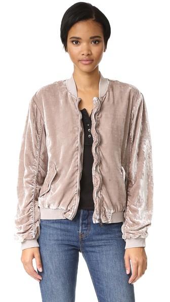 Free People Ruched Velvet Bomber