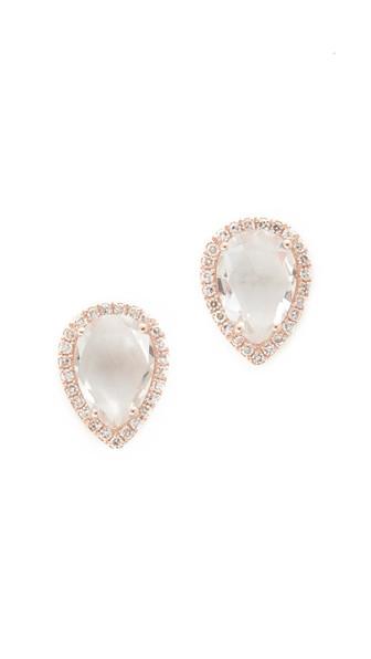 Ef Collection Diamond White Topaz Teardrop Stud Earrings
