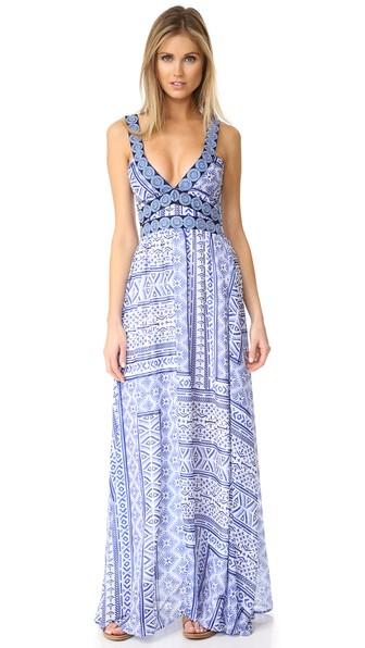 Ondademar Printed Embroidered Dress