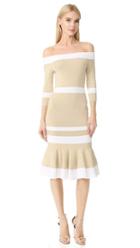 Jonathan Simkhai Bold Stripe Off Shoulder Trumpet Dress