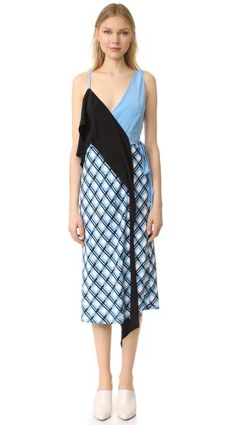 Diane Von Furstenberg Asymmetric Ruffle Front Dress