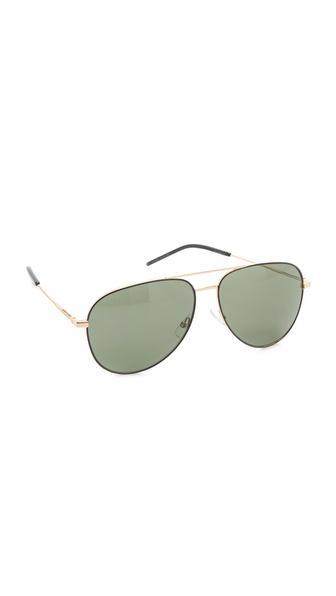 Saint Laurent Classic Metal Aviator Sunglasses - Shiny Black/grey
