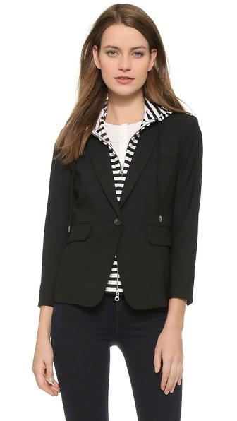 Veronica Beard Schoolboy Jacket With Striped Dickey