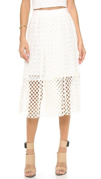 Tibi Eyelet Skirt - Ivory Multi