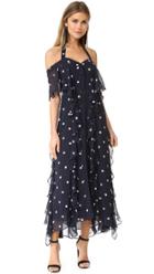 Nicholas Spot Print Ruffle Front Maxi Dress