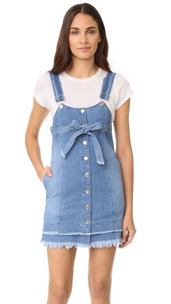 Sjyp Button Front Strap Denim Dress